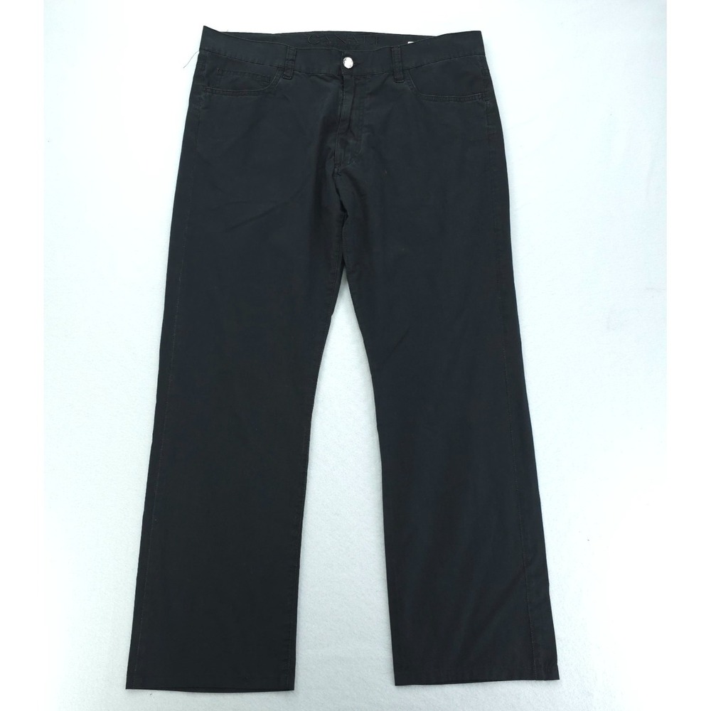 Canali 1934 Pants Mens 36 Black Chino Made Italy Flat Front Casual Designer